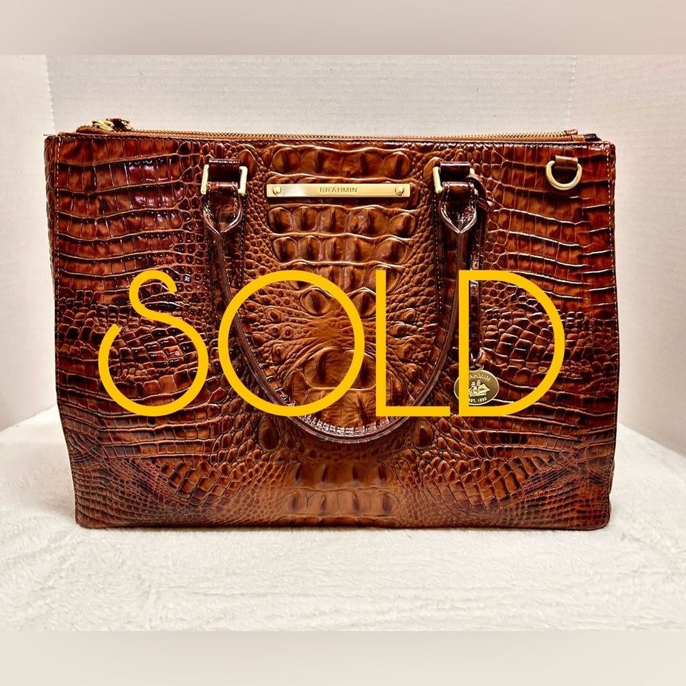 EUC Brahmin Large Lincoln Satchel in Toasted Almond